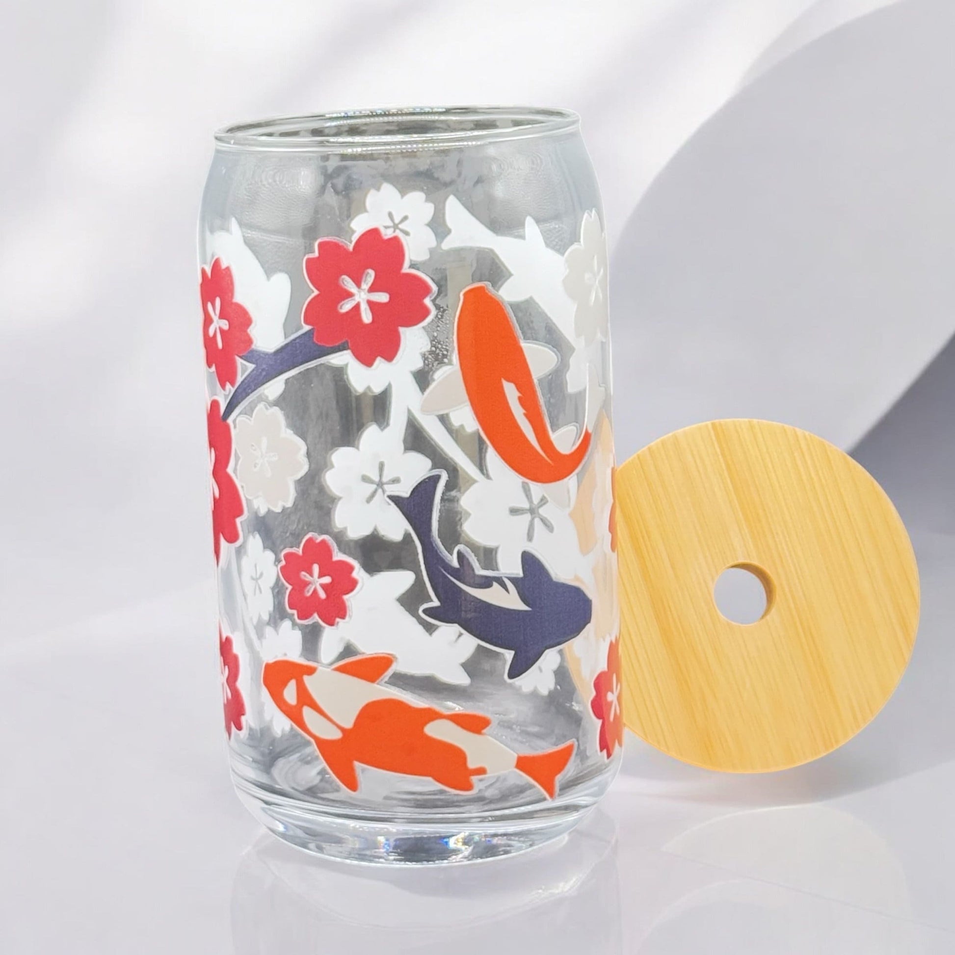 Koi Fish 16oz Clear Glass Tumbler